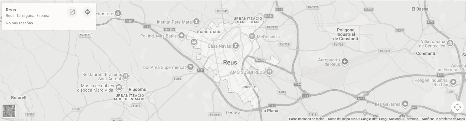 Mapa de la zona de servicio